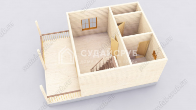 3D План первого этажа проекта ПБ-12