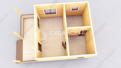 3D План первого этажа проекта ПБ-2