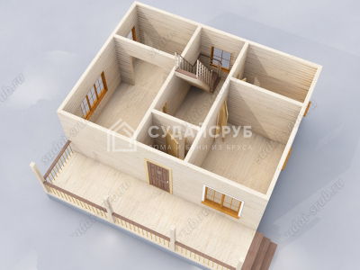 3D План первого этажа проекта 