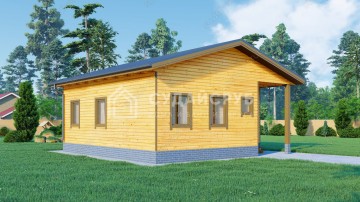 Проект одноэтажного  дома из бруса 9х9 м