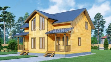 Проект 1.5 этажного дома из бруса 9х10 м Проект 1.5 этажного дома из бруса 9х10 м