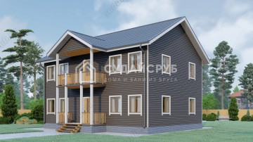 Проект двухэтажного дома из бруса 12х12