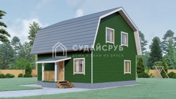 Проект деревянного дома с мансардой 8х8 Проект деревянного дома с мансардой 8х8