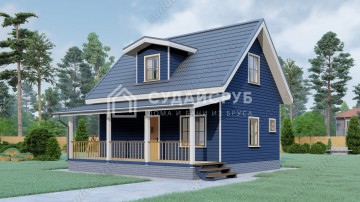 Проект дома из бруса с террасой 8х8 Проект дома из бруса с террасой 8х8