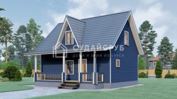 Проект деревянного дома с мансардой 8х9 Проект деревянного дома с мансардой 8х9