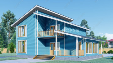 Проект двухэтажного дома из бруса с односкатной крышей Проект двухэтажного дома из бруса с односкатной крышей