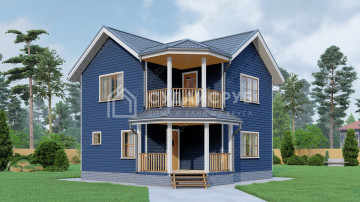 Проект двухэтажного дома из бруса 8х8 м Проект двухэтажного дома из бруса 8х8 м