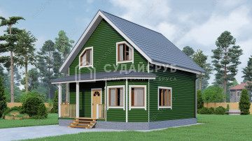 Проект  1.5 этажного дома из бруса 7х8 м Проект  1.5 этажного дома из бруса 7х8 м